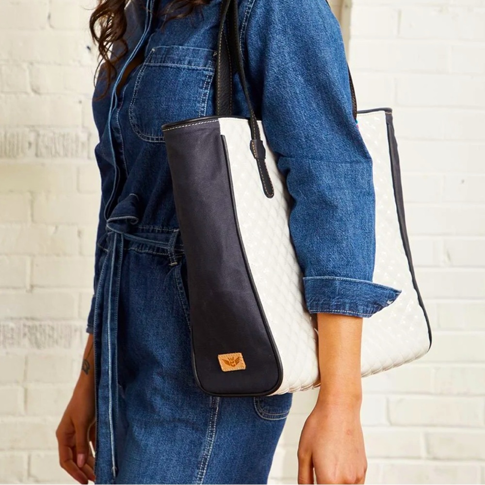 Consuela Tate White Classic Quilted Tote Bag
